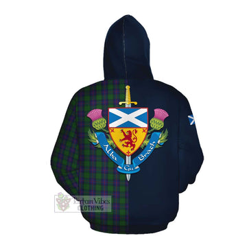 Shaw Tartan Cotton Hoodie Alba with Scottish Lion Royal Arm Half Style