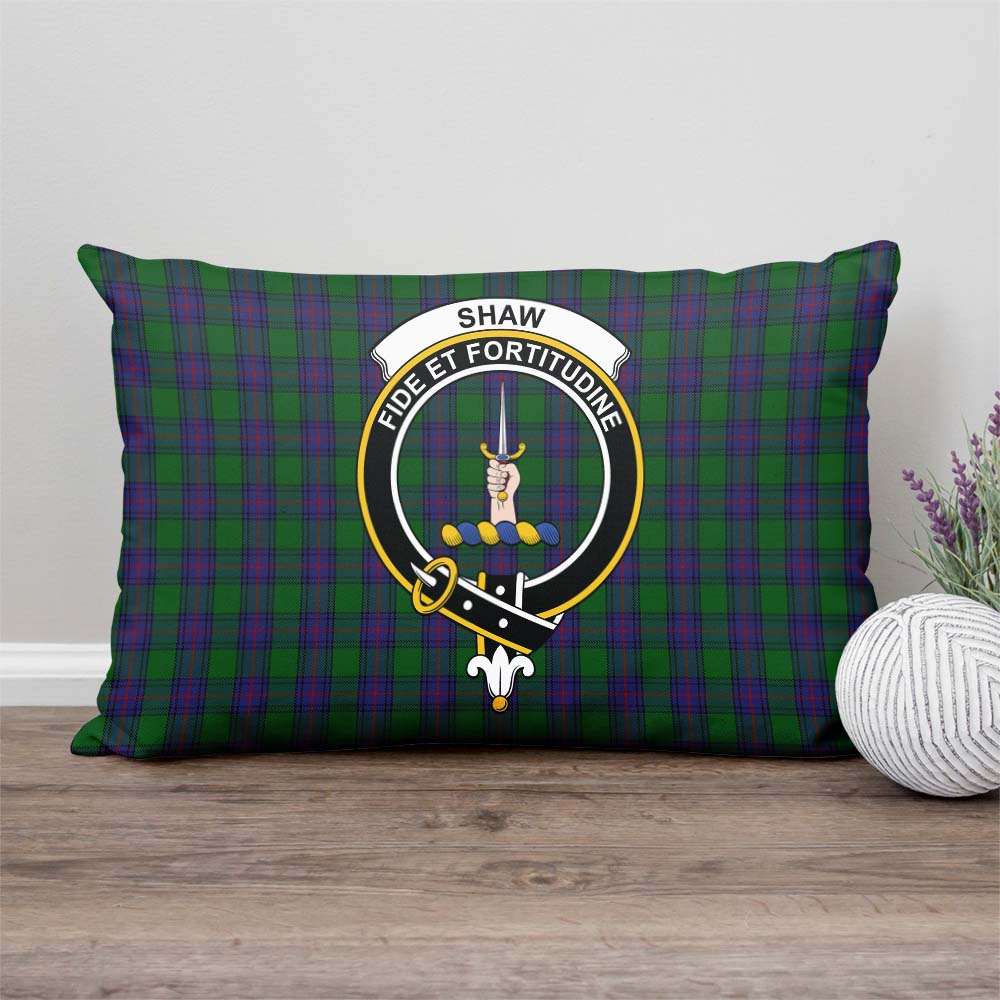 Shaw Tartan Pillow Cover with Family Crest Rectangle Pillow Cover - Tartanvibesclothing