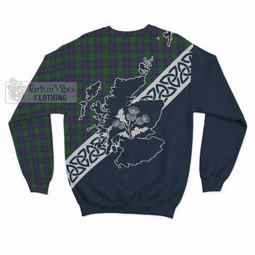 Shaw Tartan Sweatshirt Featuring Thistle and Scotland Map