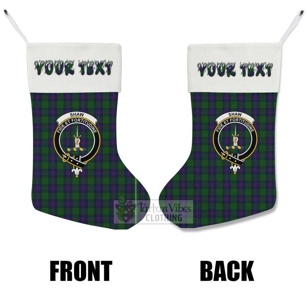 Tartan Vibes Clothing Shaw Tartan Family Crest Christmas Stocking with Personalized Text