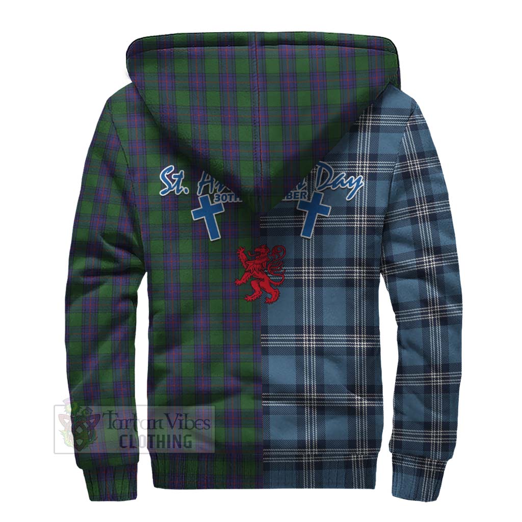 Shaw Tartan Sherpa Hoodie Happy St. Andrew's Day Half Tartan Style - Tartan Vibes Clothing