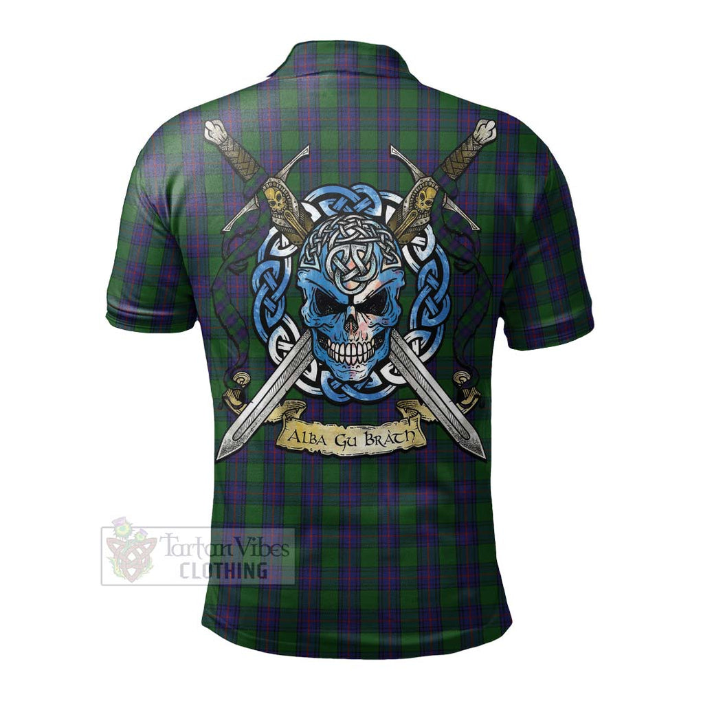 Shaw Tartan Polo Shirt with Family Crest Celtic Skull Style - Tartan Vibes Clothing