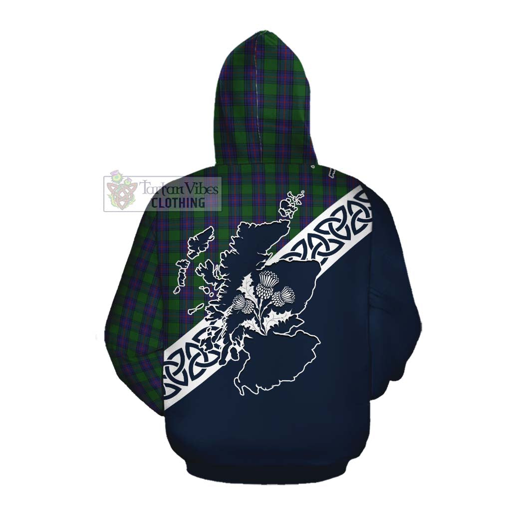 Tartan Vibes Clothing Shaw Tartan Cotton Hoodie Featuring Thistle and Scotland Map