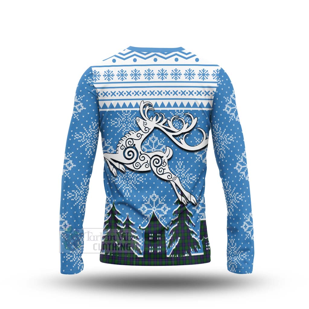 Tartan Vibes Clothing Shaw Clan Christmas Long Sleeve T-Shirt Celtic Reindeer Style