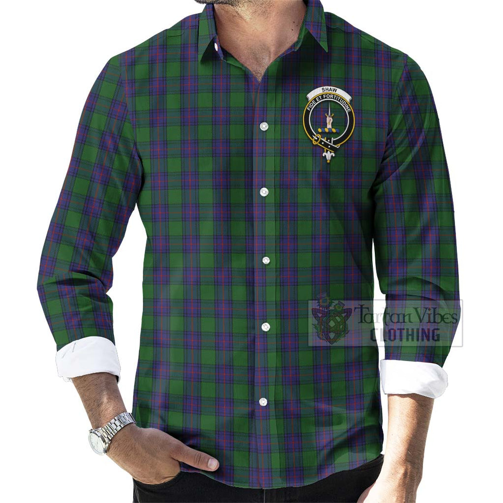 Tartan Vibes Clothing Shaw Tartan Long Sleeve Button Shirt with Family Crest and Bearded Skull Holding Bottles of Whiskey