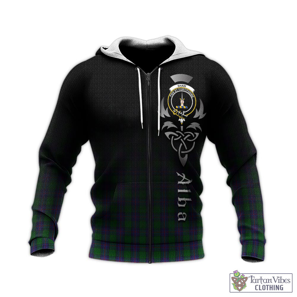 Tartan Vibes Clothing Shaw Tartan Knitted Hoodie Featuring Alba Gu Brath Family Crest Celtic Inspired