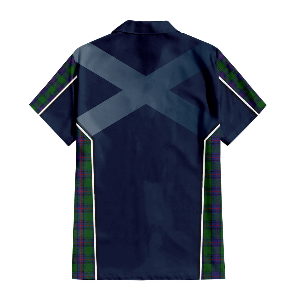 Tartan Vibes Clothing Shaw Tartan Short Sleeve Button Up Shirt with Family Crest and Scottish Thistle Vibes Sport Style