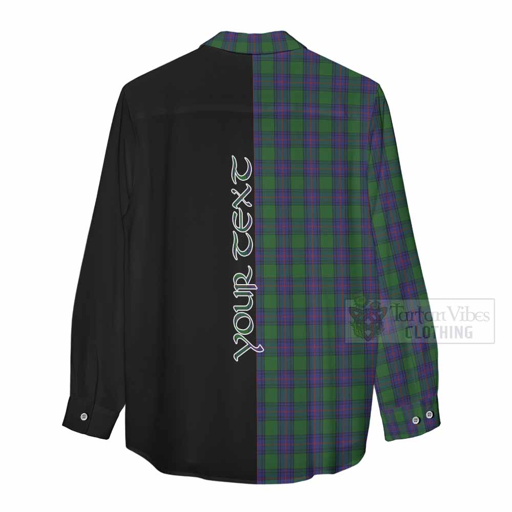 Tartan Vibes Clothing Shaw Tartan Women's Casual Shirt with Family Crest and Half Of Me Style