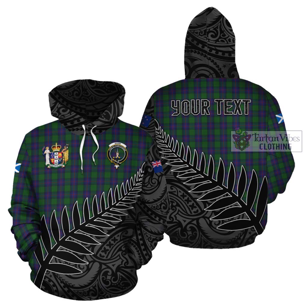 Tartan Vibes Clothing Shaw Crest Tartan Cotton Hoodie with New Zealand Silver Fern Half Style