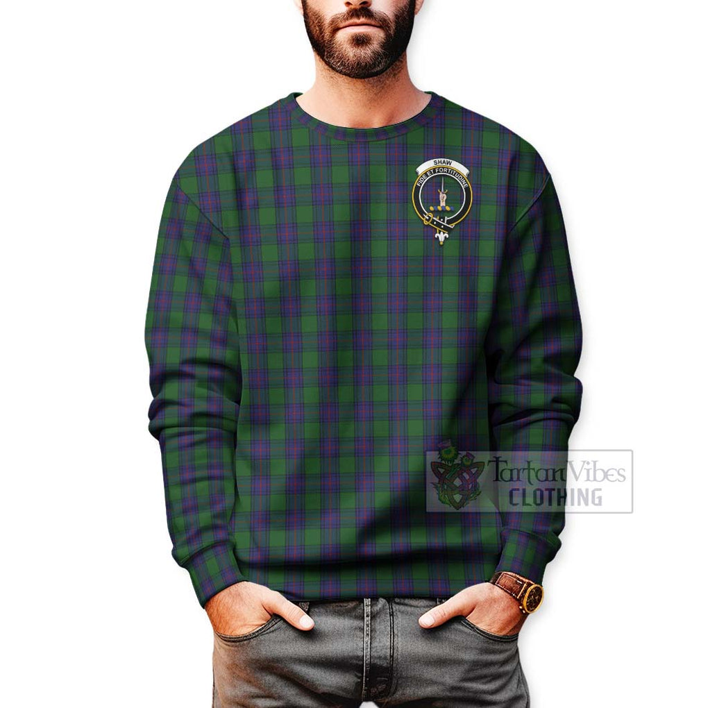 Tartan Vibes Clothing Shaw Tartan Sweatshirt with Family Crest and Bearded Skull Holding Bottles of Whiskey