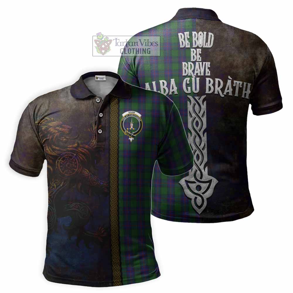 Shaw Tartan Family Crest Polo Shirt Alba Gu Brath Be Brave Lion Ancient Style - Tartan Vibes Clothing