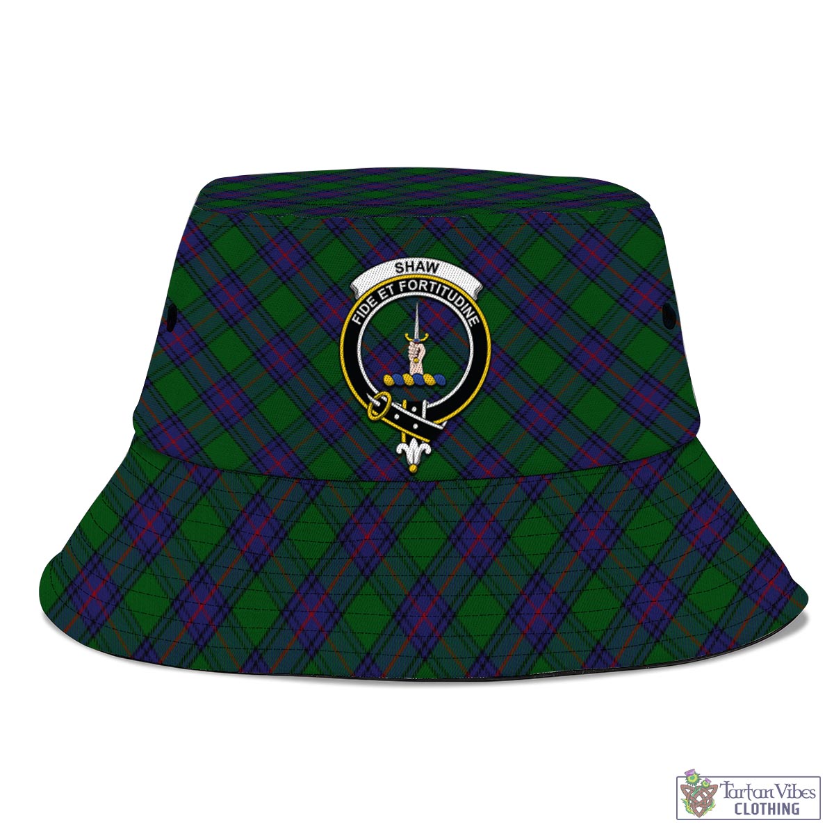 Tartan Vibes Clothing Shaw Tartan Bucket Hat with Family Crest