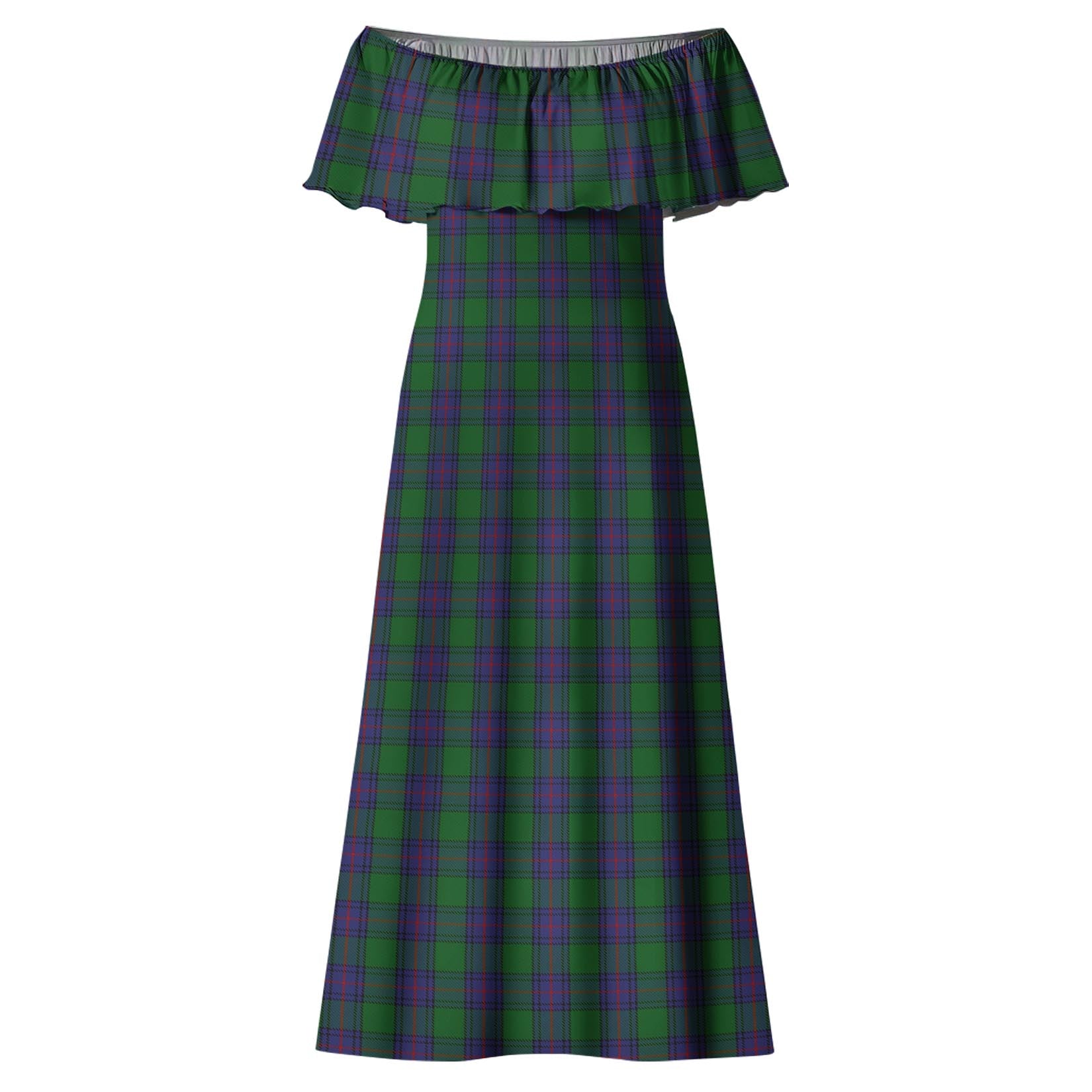 Shaw Tartan Off Shoulder Long Dress - Tartanvibesclothing