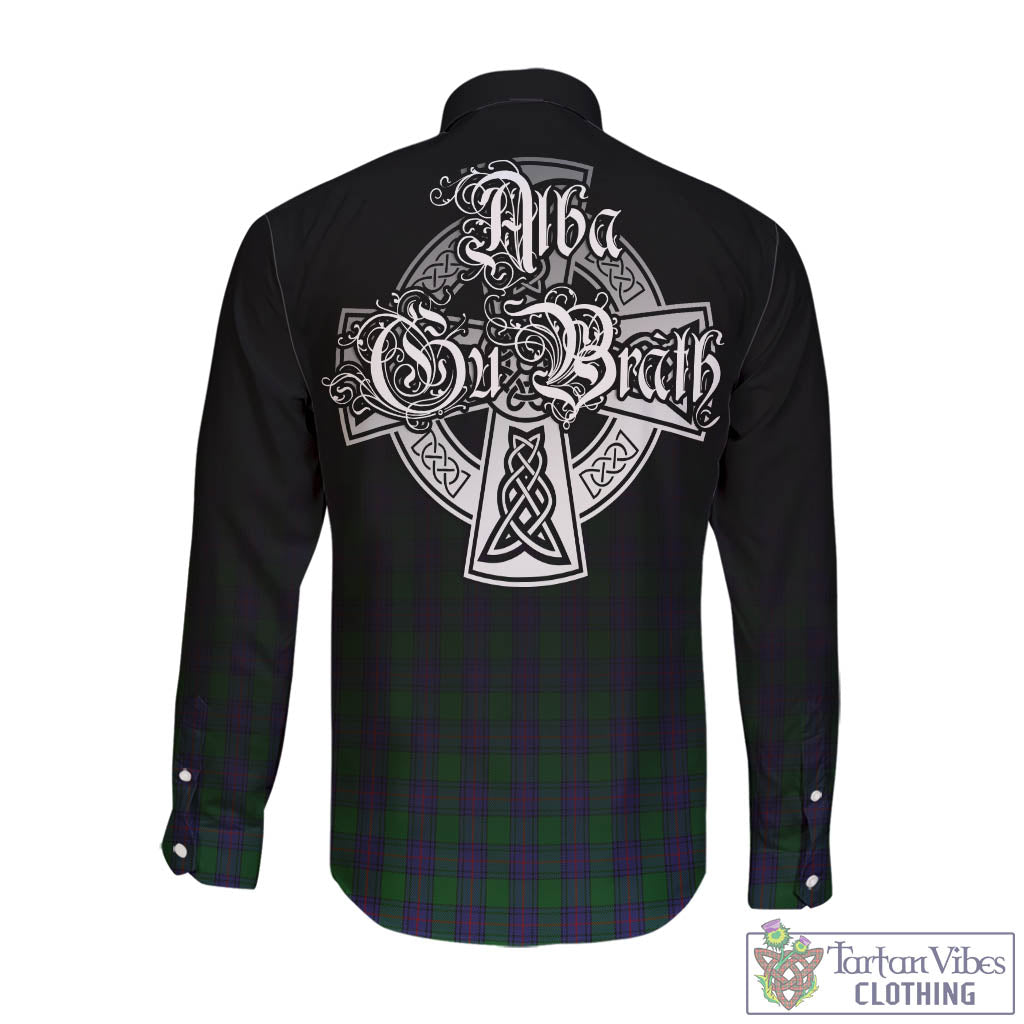 Tartan Vibes Clothing Shaw Tartan Long Sleeve Button Up Featuring Alba Gu Brath Family Crest Celtic Inspired