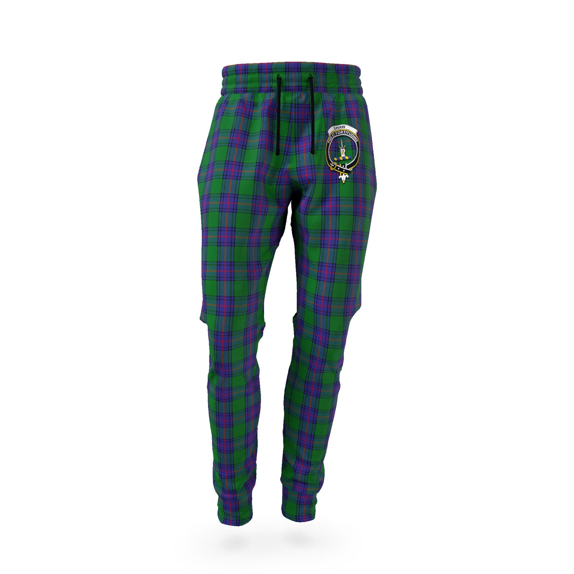 Shaw Tartan Joggers Pants with Family Crest - Tartan Vibes Clothing