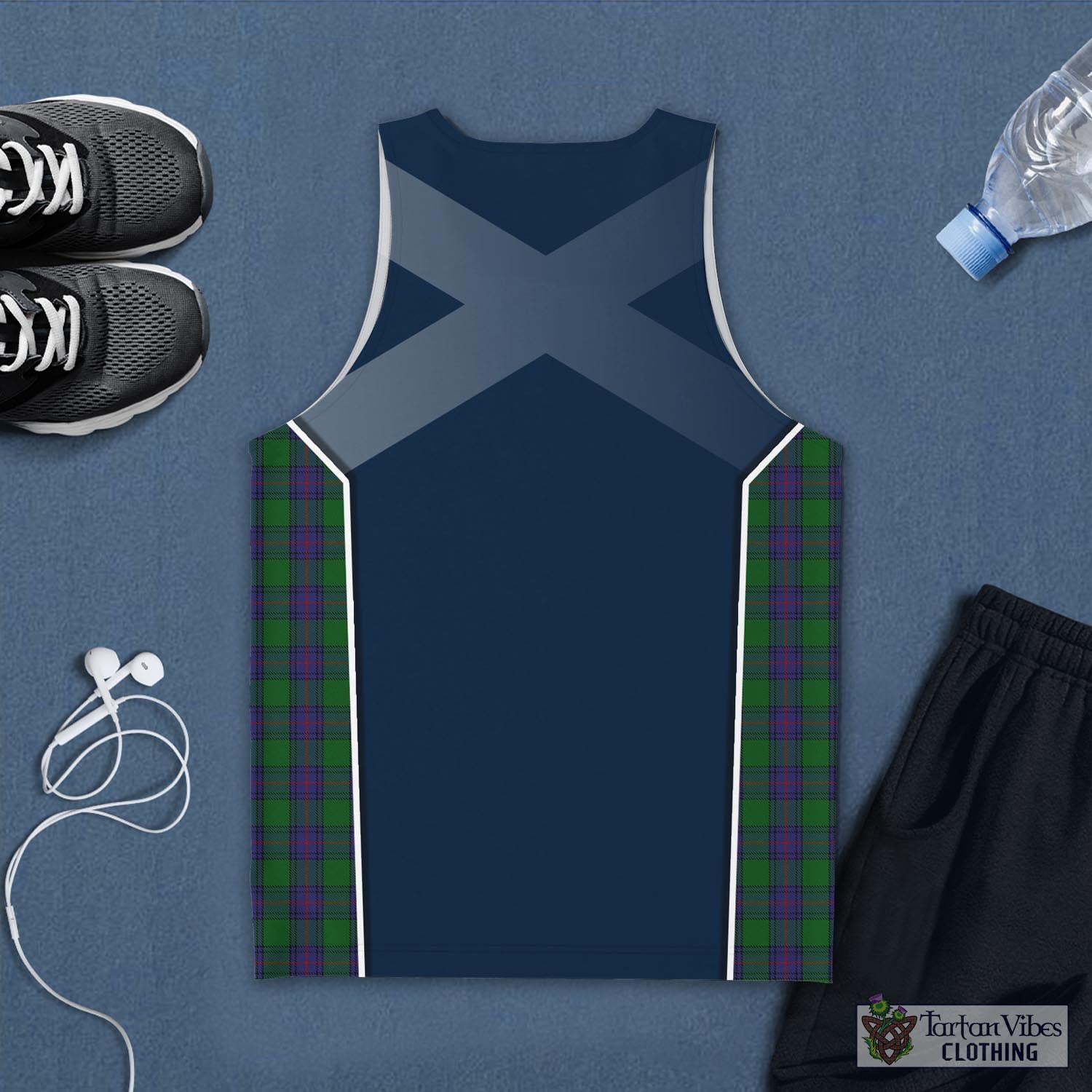 Tartan Vibes Clothing Shaw Tartan Men's Tanks Top with Family Crest and Scottish Thistle Vibes Sport Style