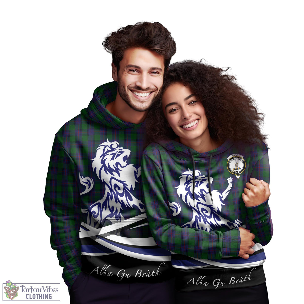 Shaw Tartan Hoodie with Alba Gu Brath Regal Lion Emblem - Tartan Vibes Clothing