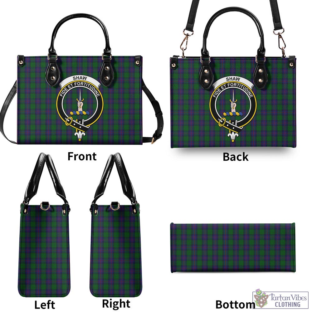 Shaw Tartan Luxury Leather Handbags with Family Crest - Tartan Vibes Clothing