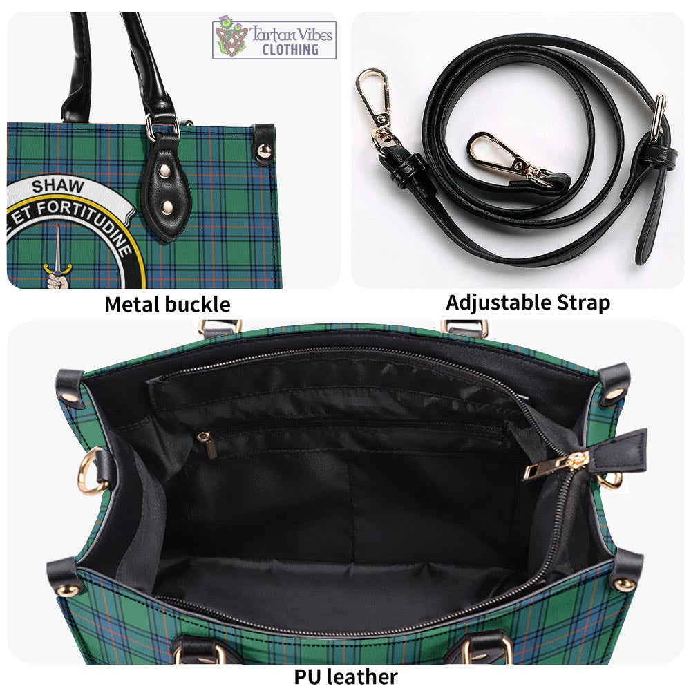 Tartan Vibes Clothing Shaw Ancient Tartan Luxury Leather Handbags with Family Crest