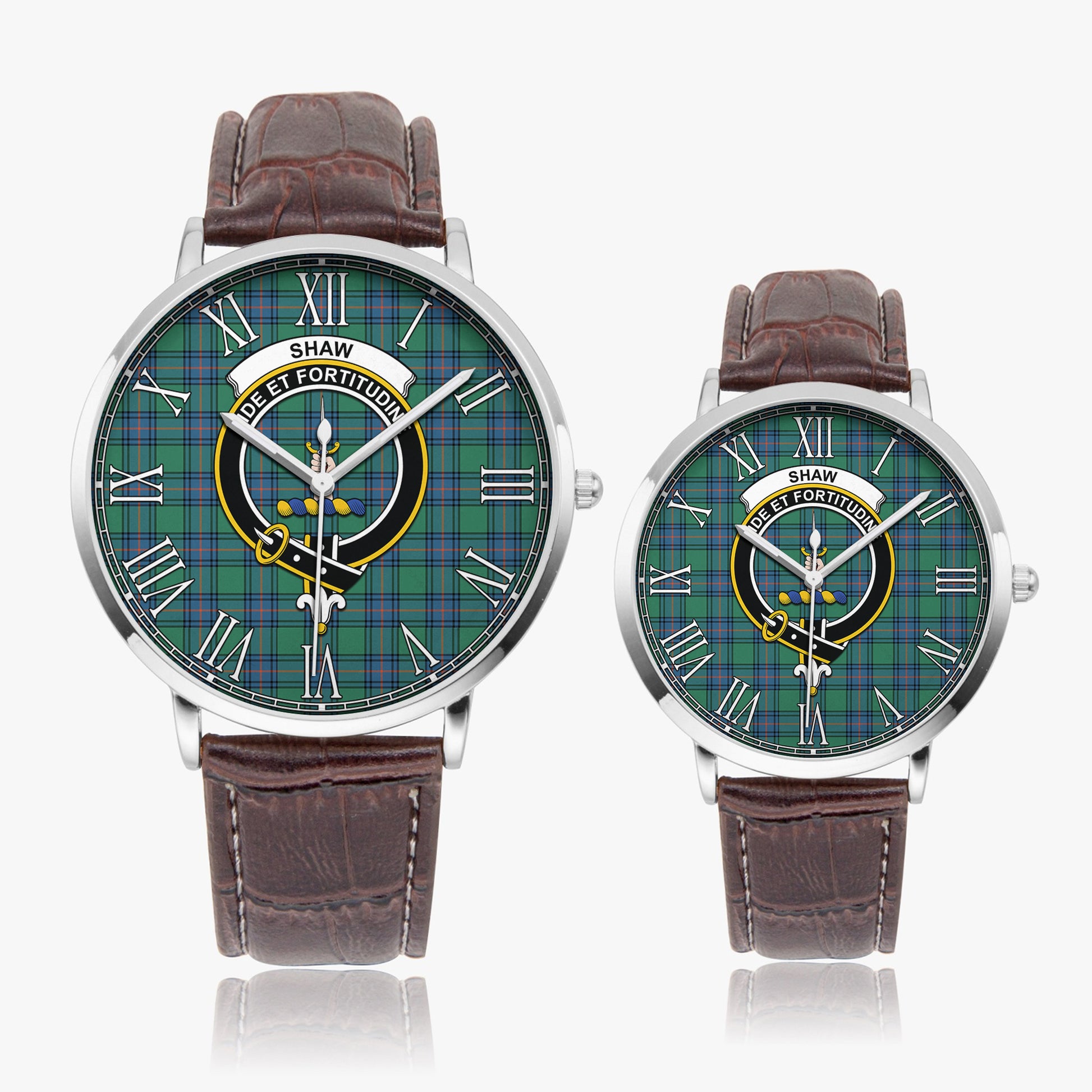 Shaw Ancient Tartan Family Crest Leather Strap Quartz Watch - Tartanvibesclothing