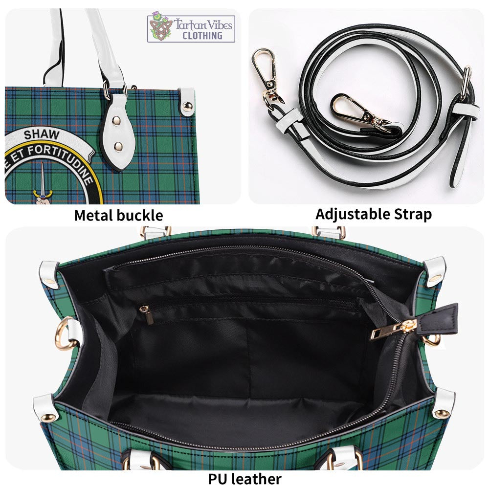 Tartan Vibes Clothing Shaw Ancient Tartan Luxury Leather Handbags with Family Crest