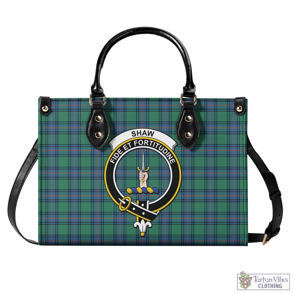 Tartan Vibes Clothing Shaw Ancient Tartan Luxury Leather Handbags with Family Crest