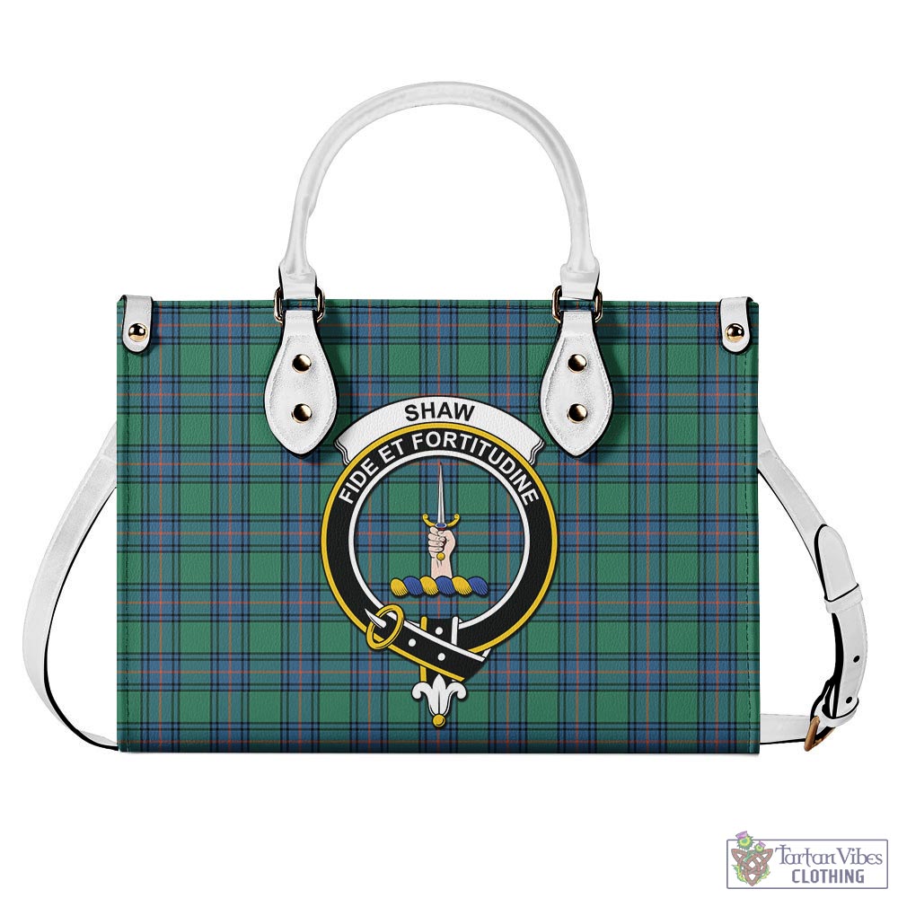 Tartan Vibes Clothing Shaw Ancient Tartan Luxury Leather Handbags with Family Crest