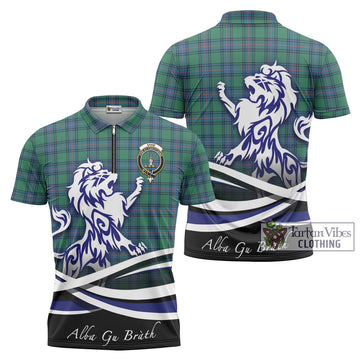 Shaw Ancient Tartan Zipper Polo Shirt with Alba Gu Brath Regal Lion Emblem