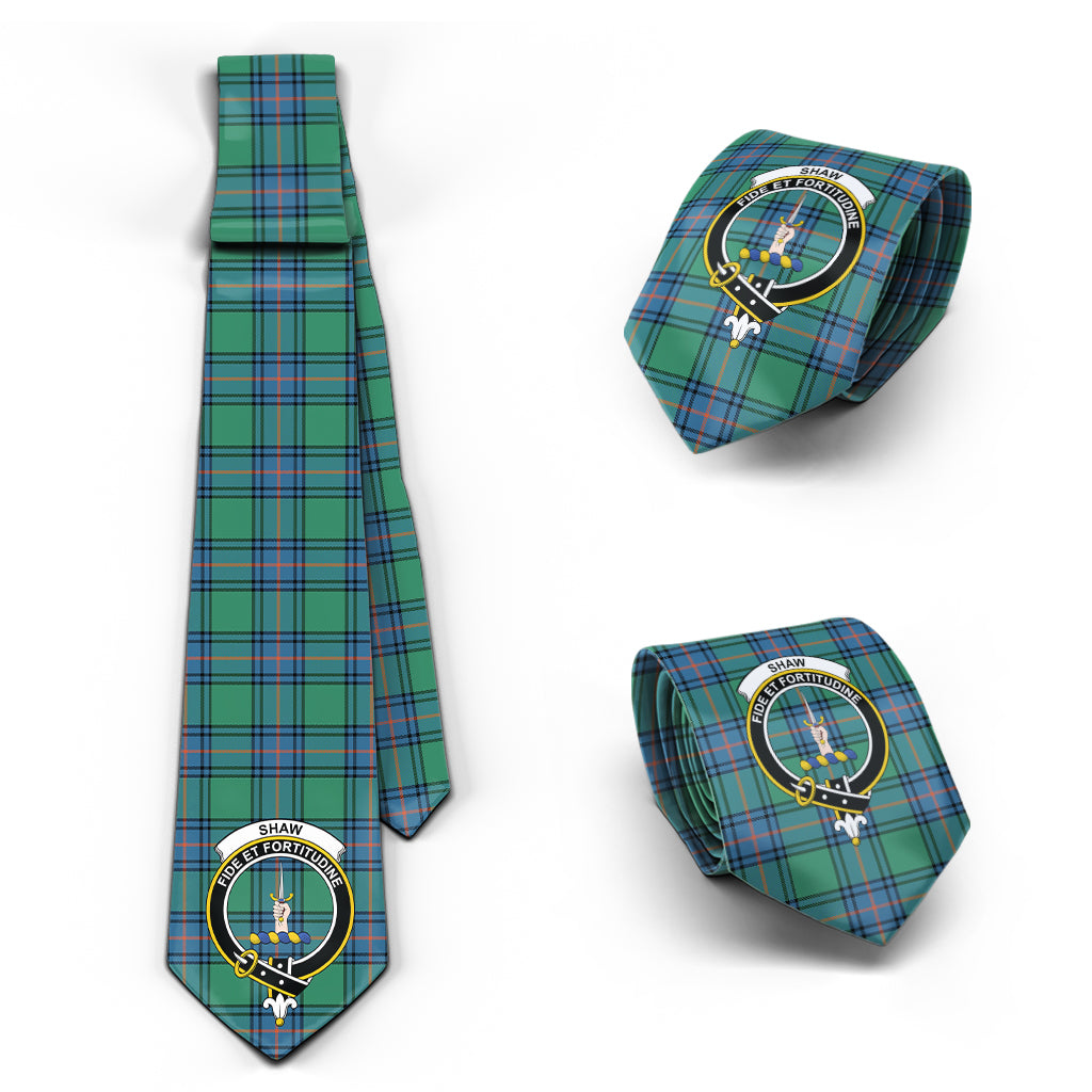 Shaw Ancient Tartan Classic Necktie with Family Crest Necktie One Size - Tartan Vibes Clothing