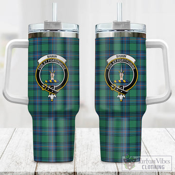 Shaw Ancient Tartan and Family Crest Tumbler with Handle