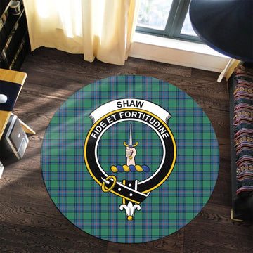 Shaw Ancient Tartan Round Rug with Family Crest