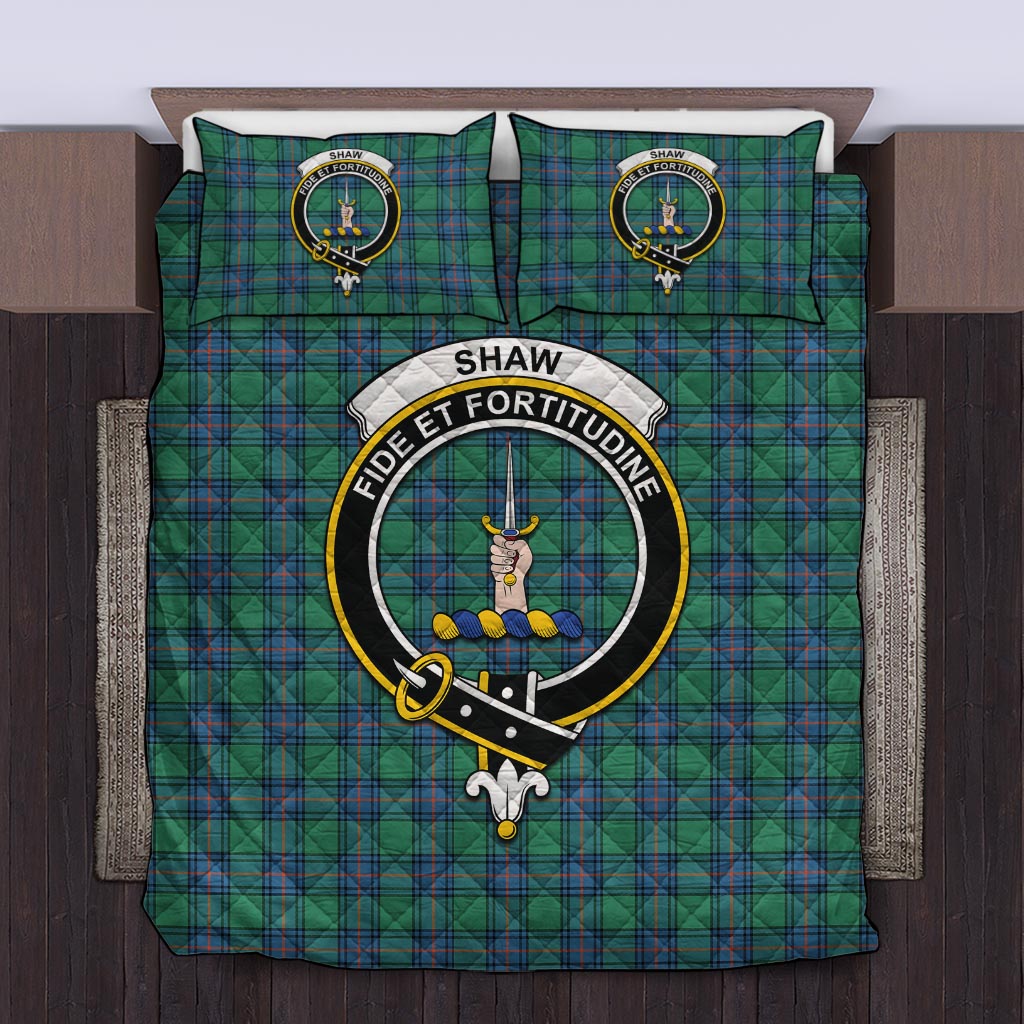 Shaw Ancient Tartan Quilt Bed Set with Family Crest Twin - Tartan Vibes Clothing