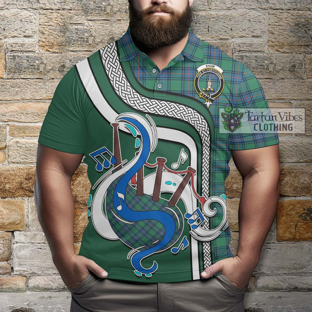 Tartan Vibes Clothing Shaw Ancient Tartan Polo Shirt with Epic Bagpipe Style