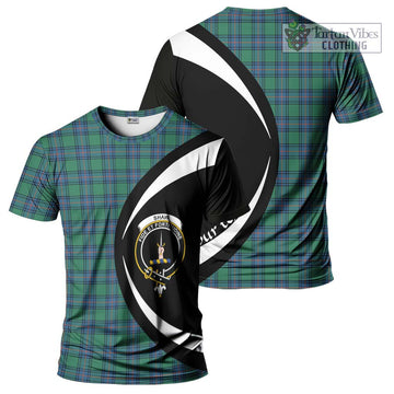 Shaw Ancient Tartan T-Shirt with Family Crest Circle Style