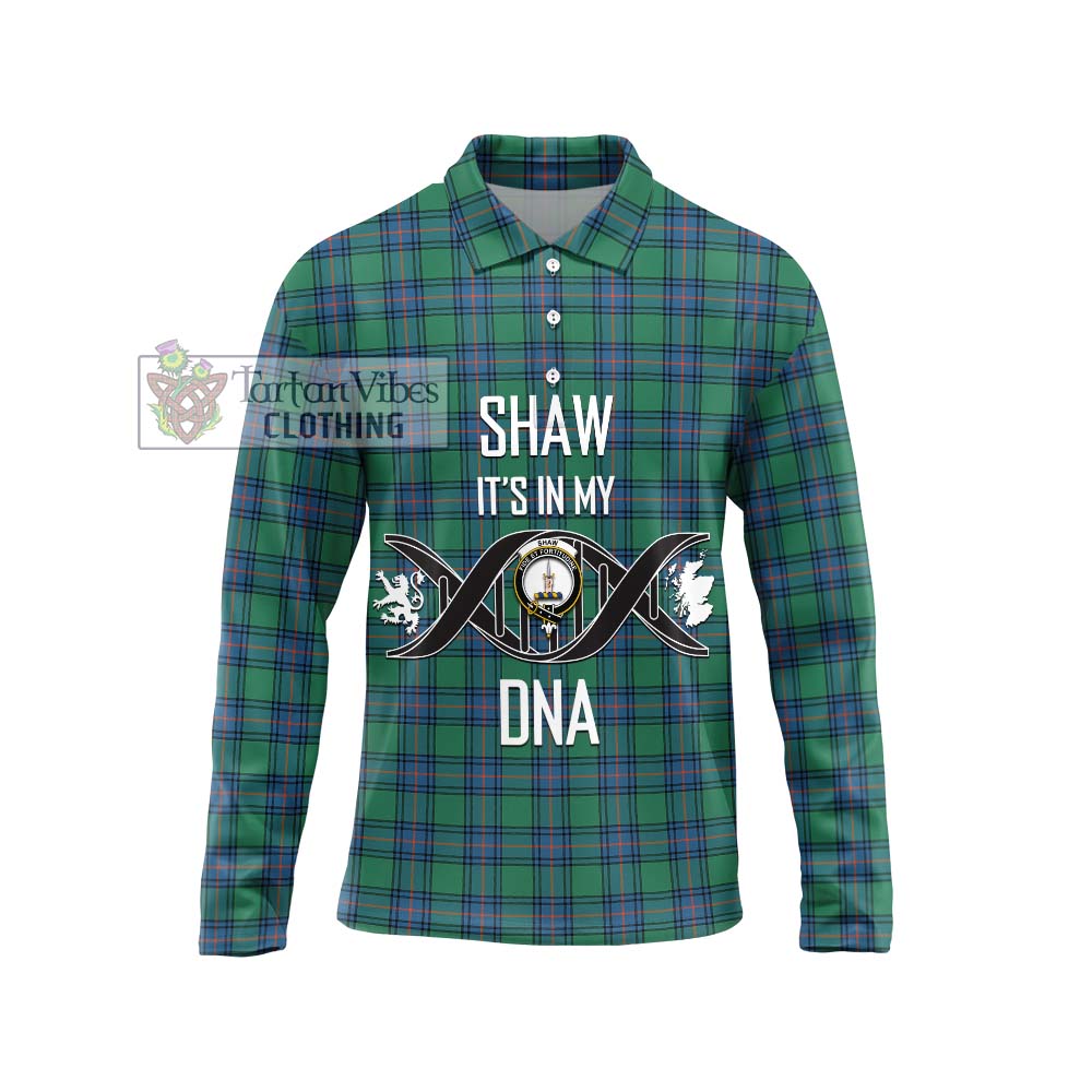 Shaw Ancient Tartan Long Sleeve Polo Shirt with Family Crest DNA In Me Style Unisex - Tartanvibesclothing Shop