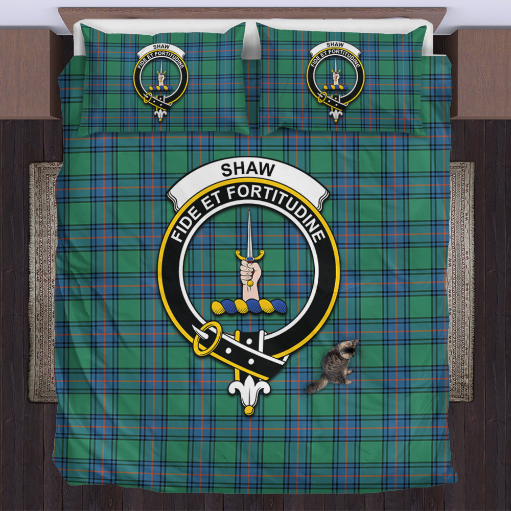 Shaw Ancient Tartan Bedding Set with Family Crest US Bedding Set - Tartan Vibes Clothing