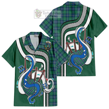 Shaw Ancient Tartan Short Sleeve Button Shirt with Epic Bagpipe Style