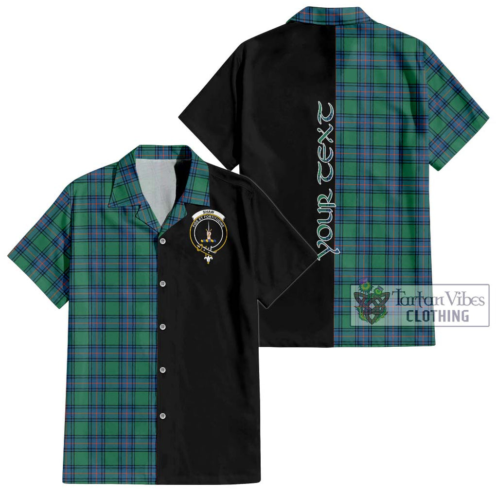 Shaw Ancient Tartan Short Sleeve Button Shirt with Family Crest and Half Of Me Style Kid - Tartanvibesclothing Shop