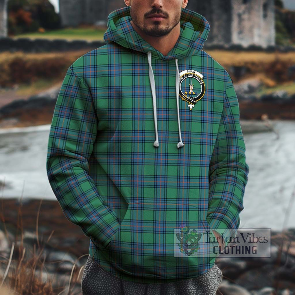 Shaw Ancient Tartan Cotton Hoodie with Family Crest Pullover Hoodie XS - Tartan Vibes Clothing