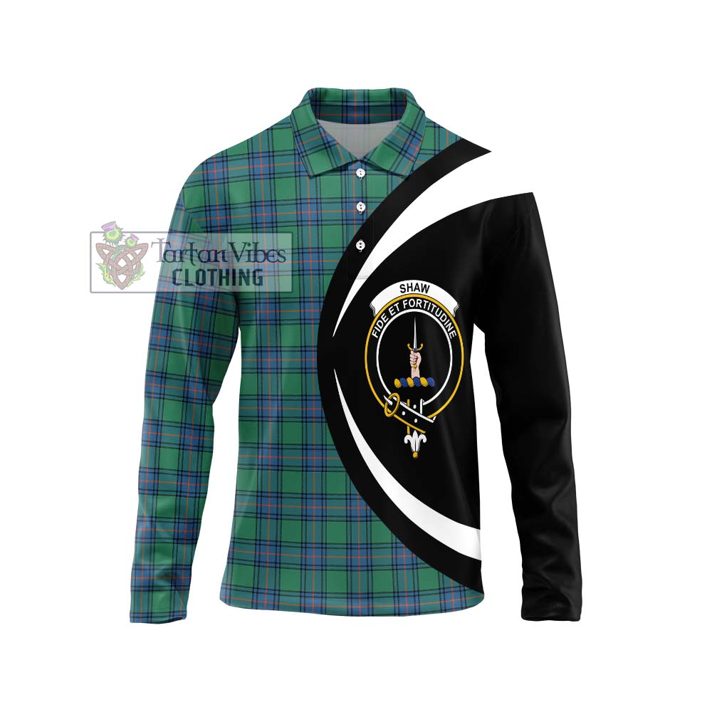 Shaw Ancient Tartan Long Sleeve Polo Shirt with Family Crest Circle Style Unisex - Tartan Vibes Clothing