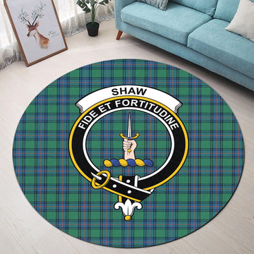 Shaw Ancient Tartan Round Rug with Family Crest