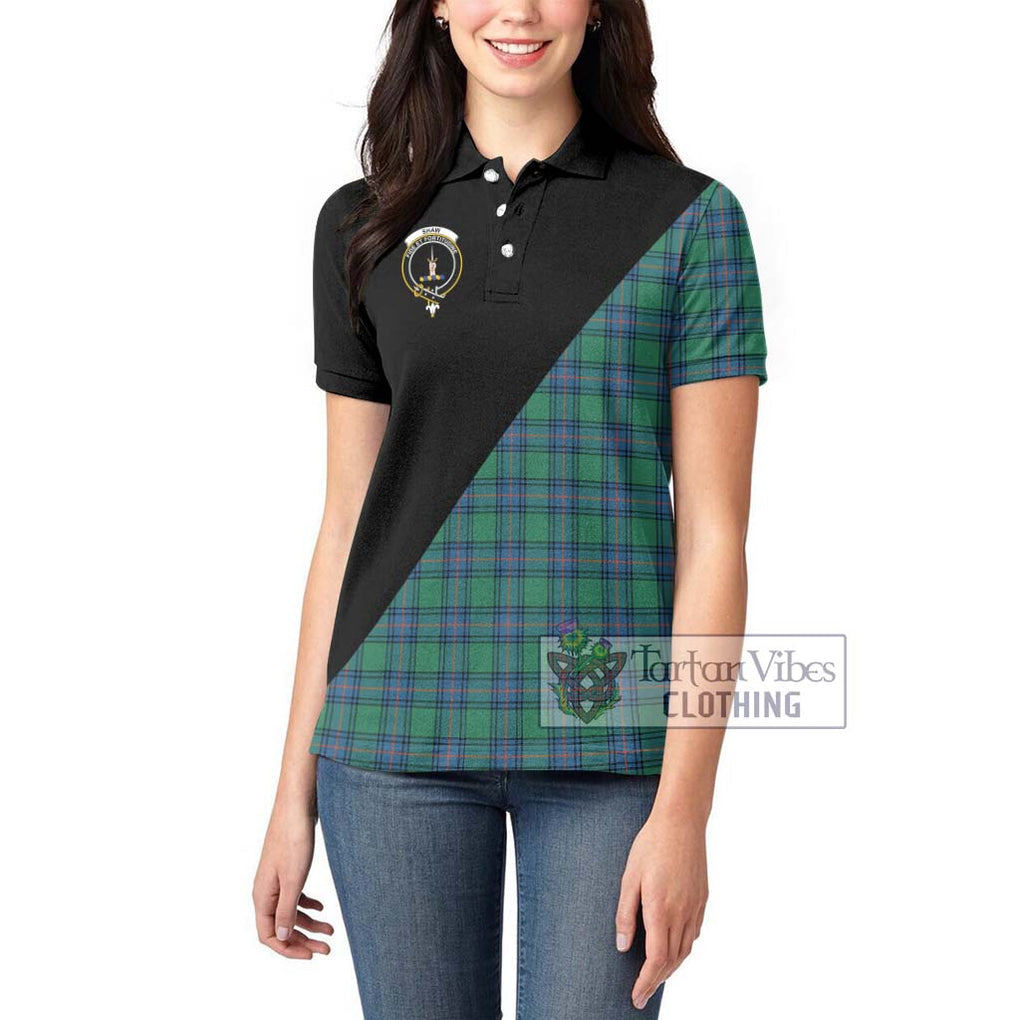 Shaw Ancient Tartan Women's Polo Shirt with Family Crest and Military Logo Style - Tartanvibesclothing Shop