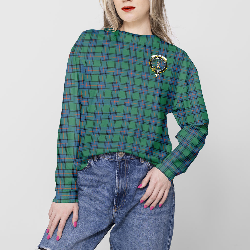 Shaw Ancient Tartan Sweatshirt with Family Crest - Tartan Vibes Clothing