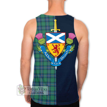 Shaw Ancient Tartan Men's Tank Top Alba with Scottish Lion Royal Arm Half Style