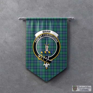 Shaw Ancient Tartan Gonfalon, Tartan Banner with Family Crest