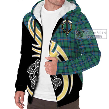 Shaw Ancient Tartan Sherpa Hoodie with Family Crest and Celtic Symbol Style