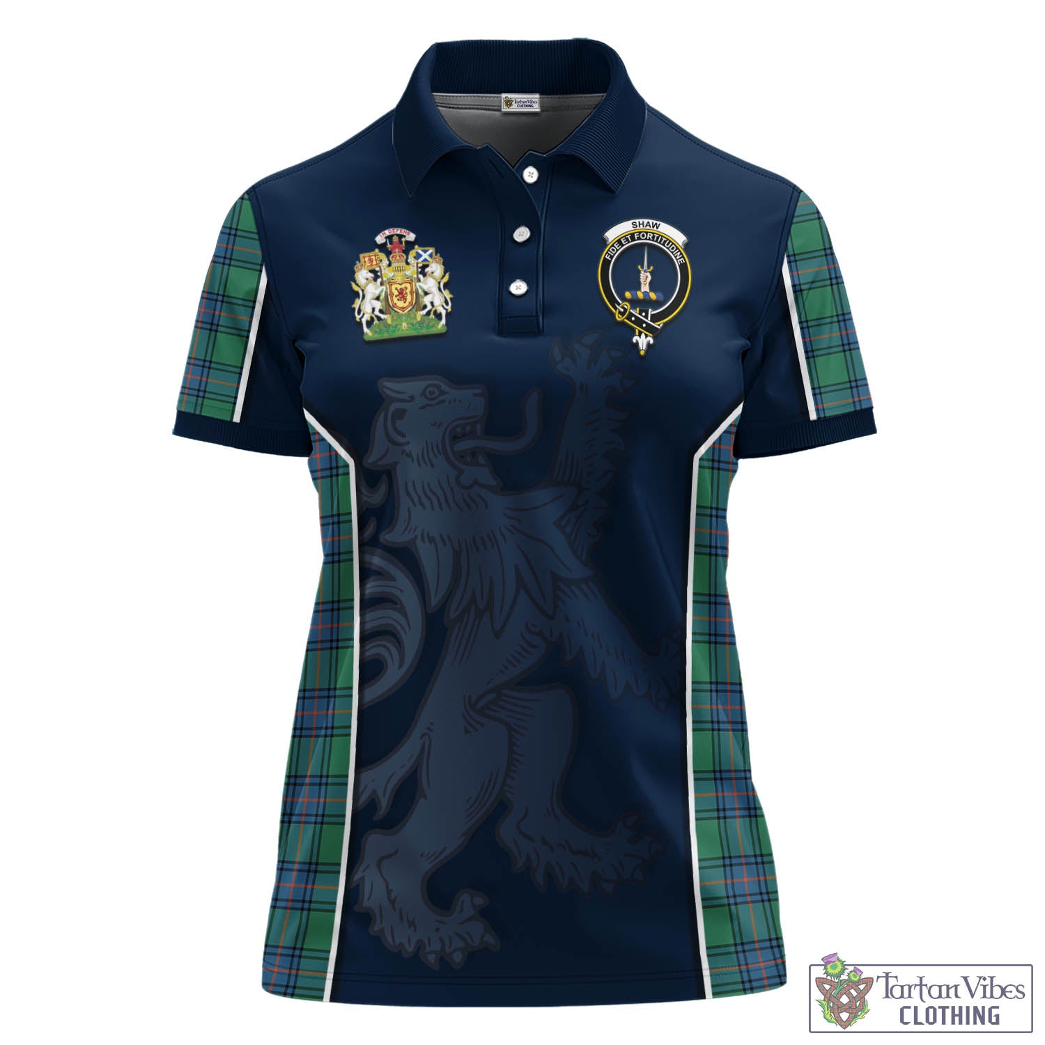 Shaw Ancient Tartan Women's Polo Shirt with Family Crest and Lion Rampant Vibes Sport Style - Tartan Vibes Clothing