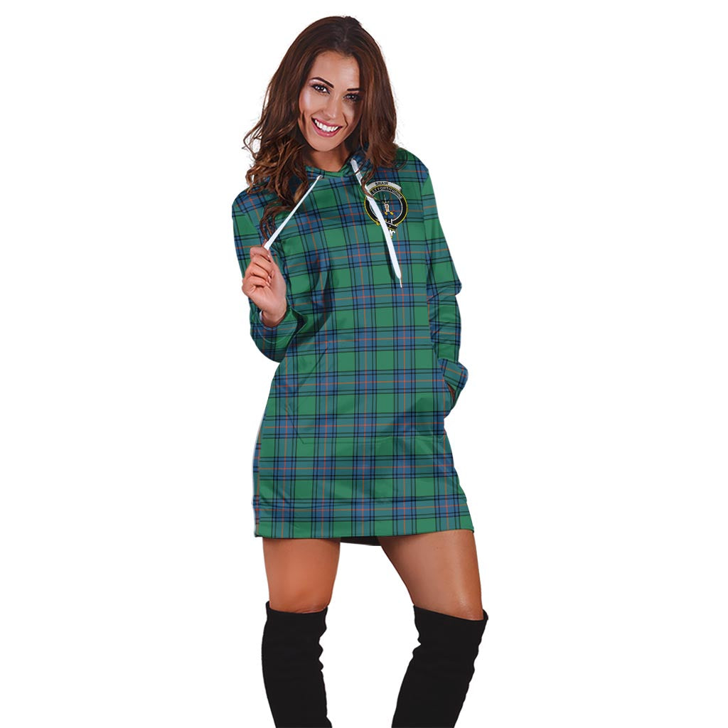 Shaw Ancient Tartan Hoodie Dress with Family Crest - Tartan Vibes Clothing