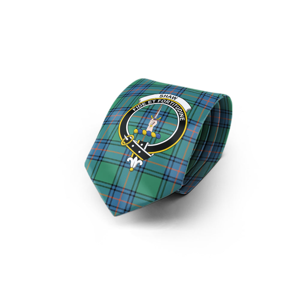 Shaw Ancient Tartan Classic Necktie with Family Crest - Tartan Vibes Clothing