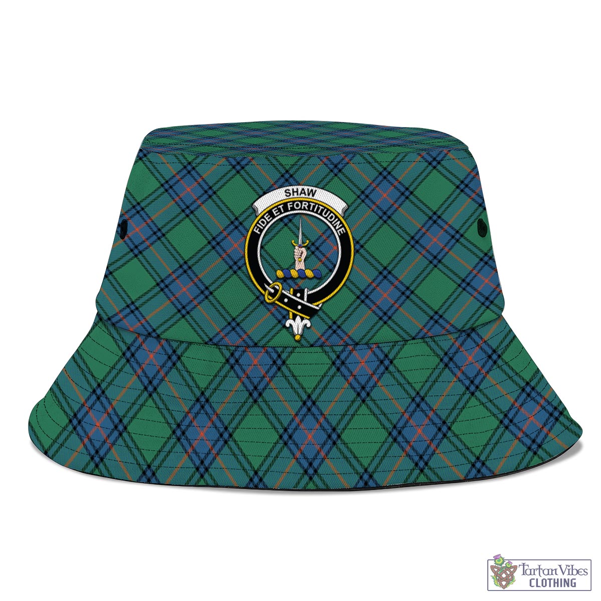 Tartan Vibes Clothing Shaw Ancient Tartan Bucket Hat with Family Crest